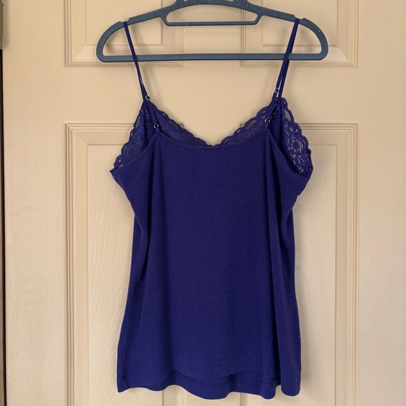 WORTHINGTON | Vintage Y2K Dark Purple Ribbed Knit Lace Babydoll Cami | Size 1X - Picture 5 of 7